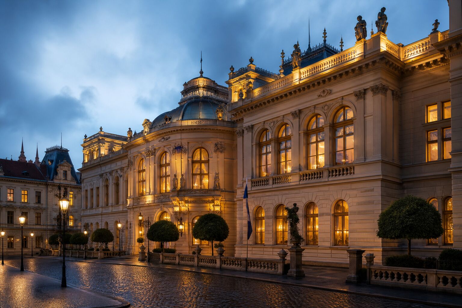 Večerní průčelí Bohemia Grand Resort